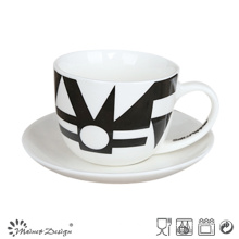 Décalcomanie Simple Noir 3oz Tasse et Soucoupe